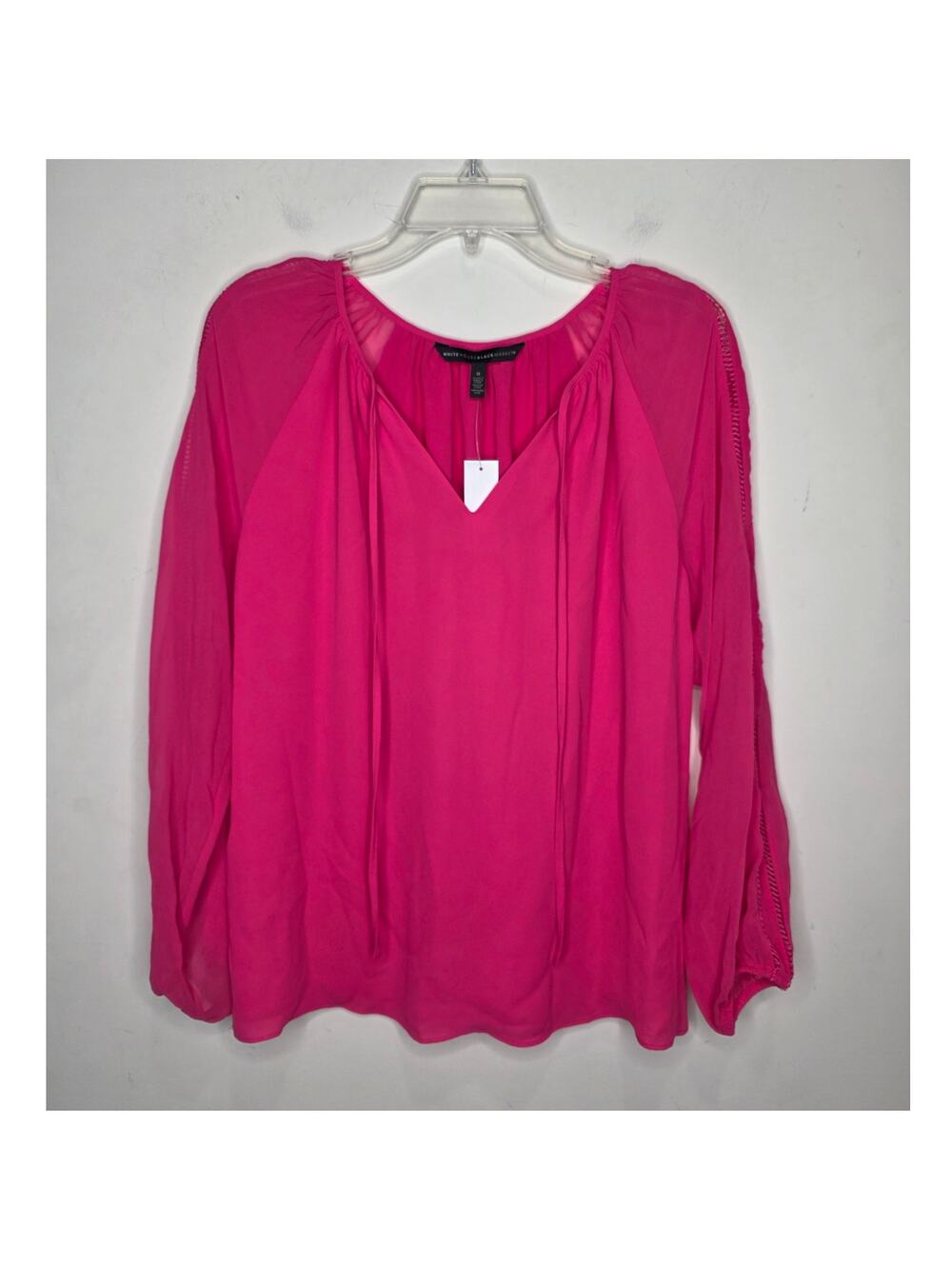 NWT White House Black Market bright pink long sleeve blouse shirt - 0 - office